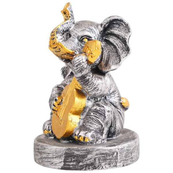 Resin Elephant Playing Musical Instrument Showpiece For Home Dcor Living Room Bedroom Table Top - Image 2