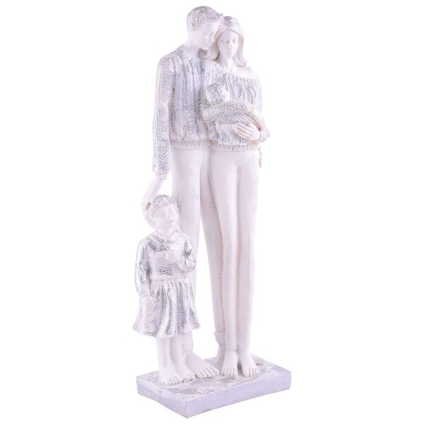 MOTHER and Father with Child girl faimily Love golden white Statue showpiece for Home Decor and Gifting - Image 3