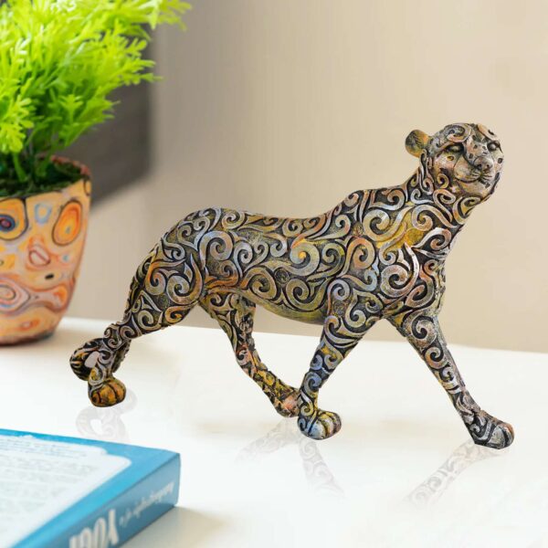 Panther Standing Position Animal Showpiece Antique Sculpture for Home Decor Showpiece Figurine -1