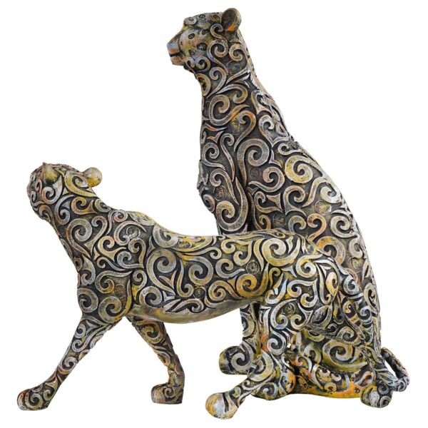 Panther Animal Showpiece Antique Sculpture for Home Decor Showpiece Figurine (Set Of 2) -3