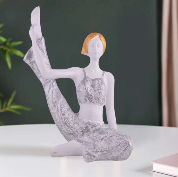 Suitable for home decor Yoga Posture Lady Statue Idol for Home Yoga Statue admirable piece of gift (silver)