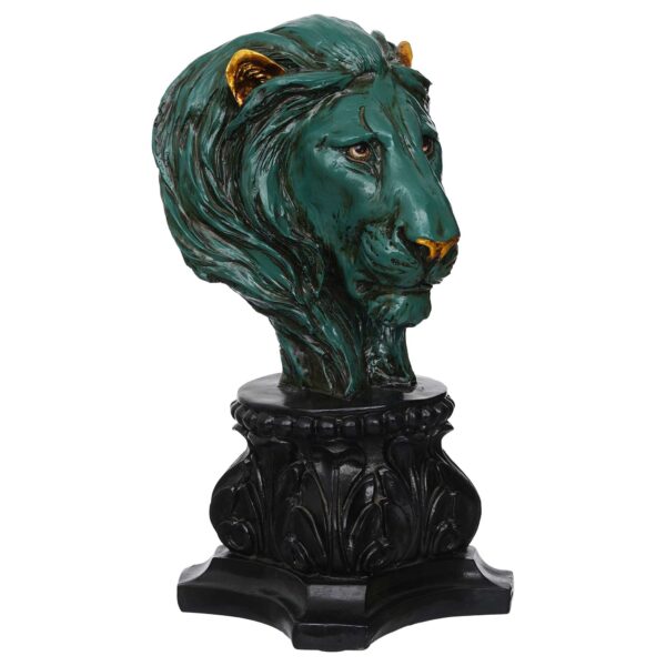 Handmade Lion Head Statue Stone Finish Animal Figurines Gifts Antique Design for Home Decoration (green) - Image 3