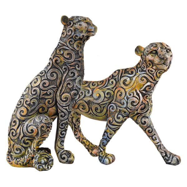 Panther Animal Showpiece Antique Sculpture for Home Decor Showpiece Figurine (Set Of 2) -3 - Image 2