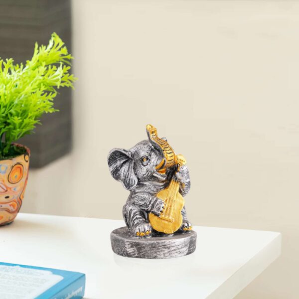 Resin Elephant Playing Musical Instrument Showpiece For Home Dcor Living Room Bedroom Table Top